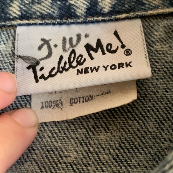 VINTAGE Tickle Me! New York Denim Jacket Y2K White Washed Women’s Style Coat - Picture 4 of 6